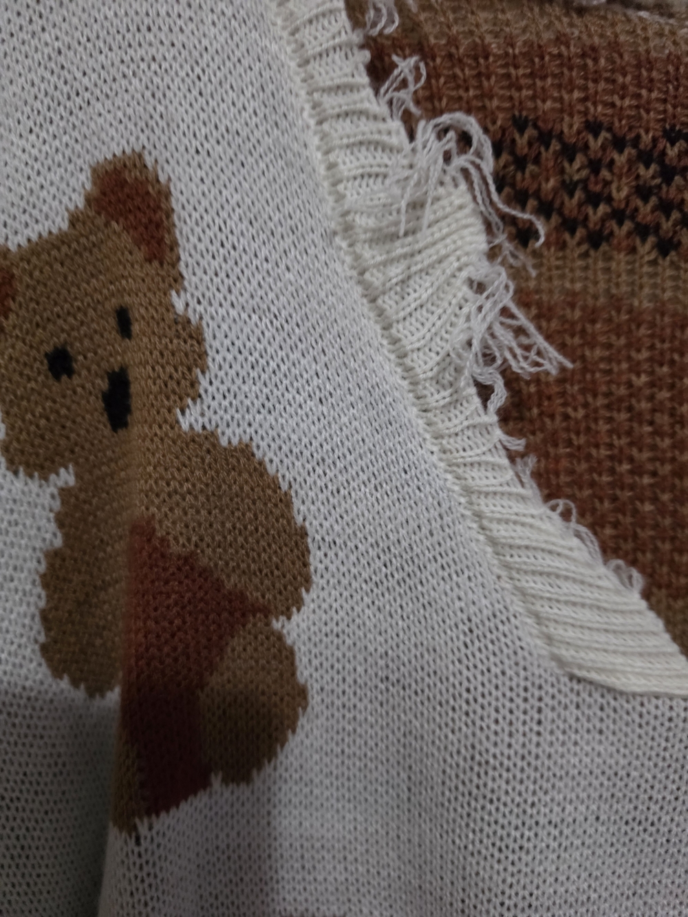 Just Polly New York Distressed Teddy Bear Sweater NWOT - Picture 6 of 11